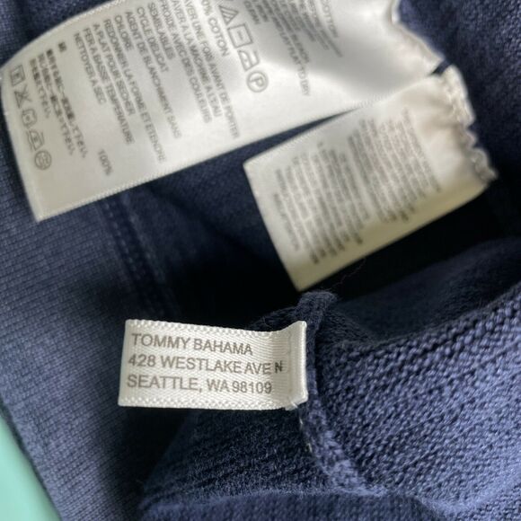 Tommy Bahama Relax Blue Knit 1/4 Zip Pullover Sweater Cotton Men's Large - Picture 12 of 12